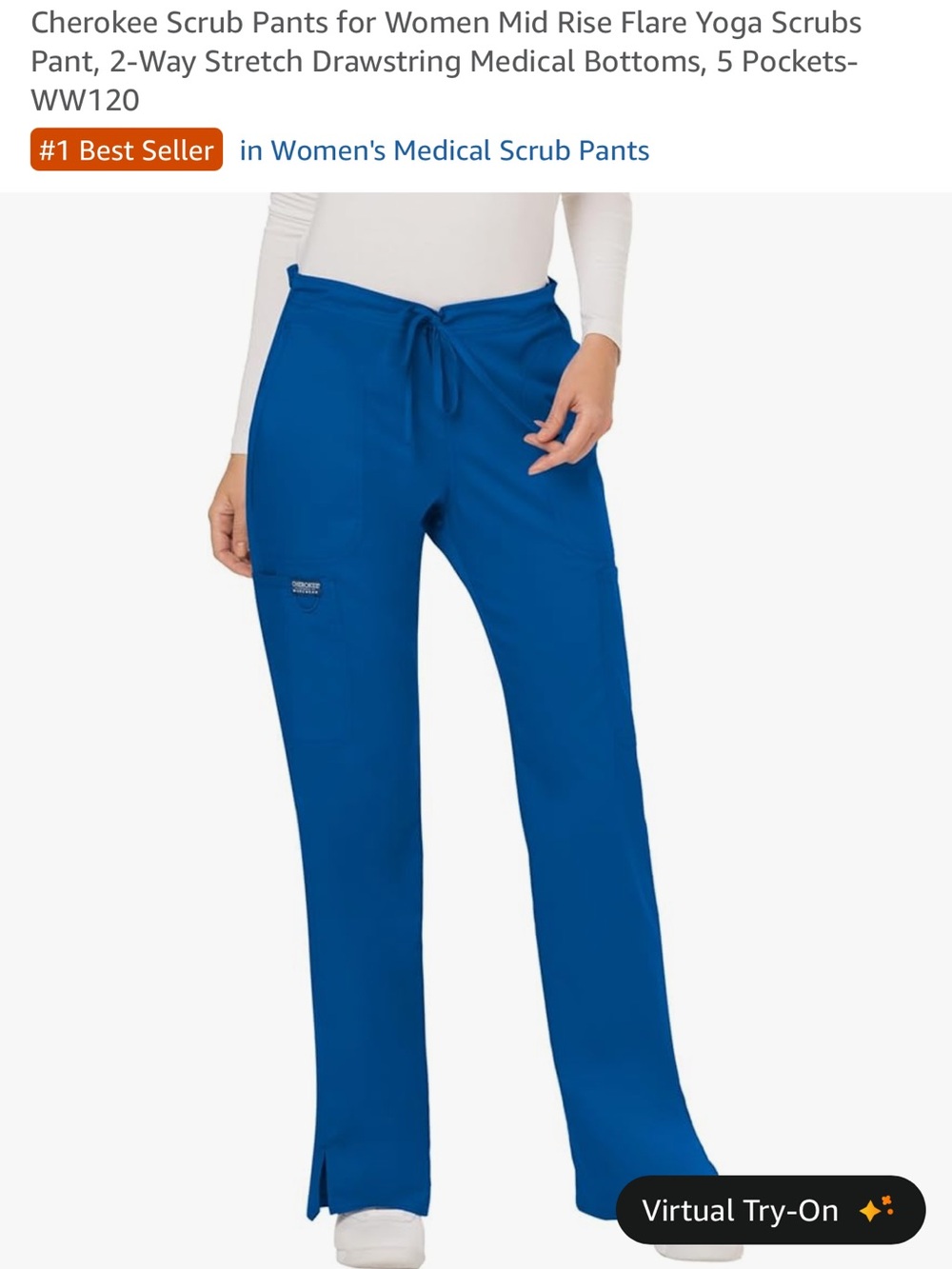 Cherokee Royal Blue Mid-Rise Flare Scrub Pants